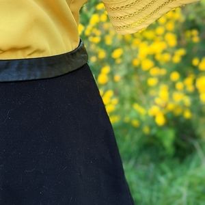 Black Mini Skirt with Leather Trim by 🍌Republic